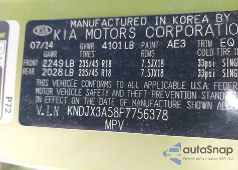 2015 Kia Soul ! from USA, damaged, VIN KNDJX3A58F7756378